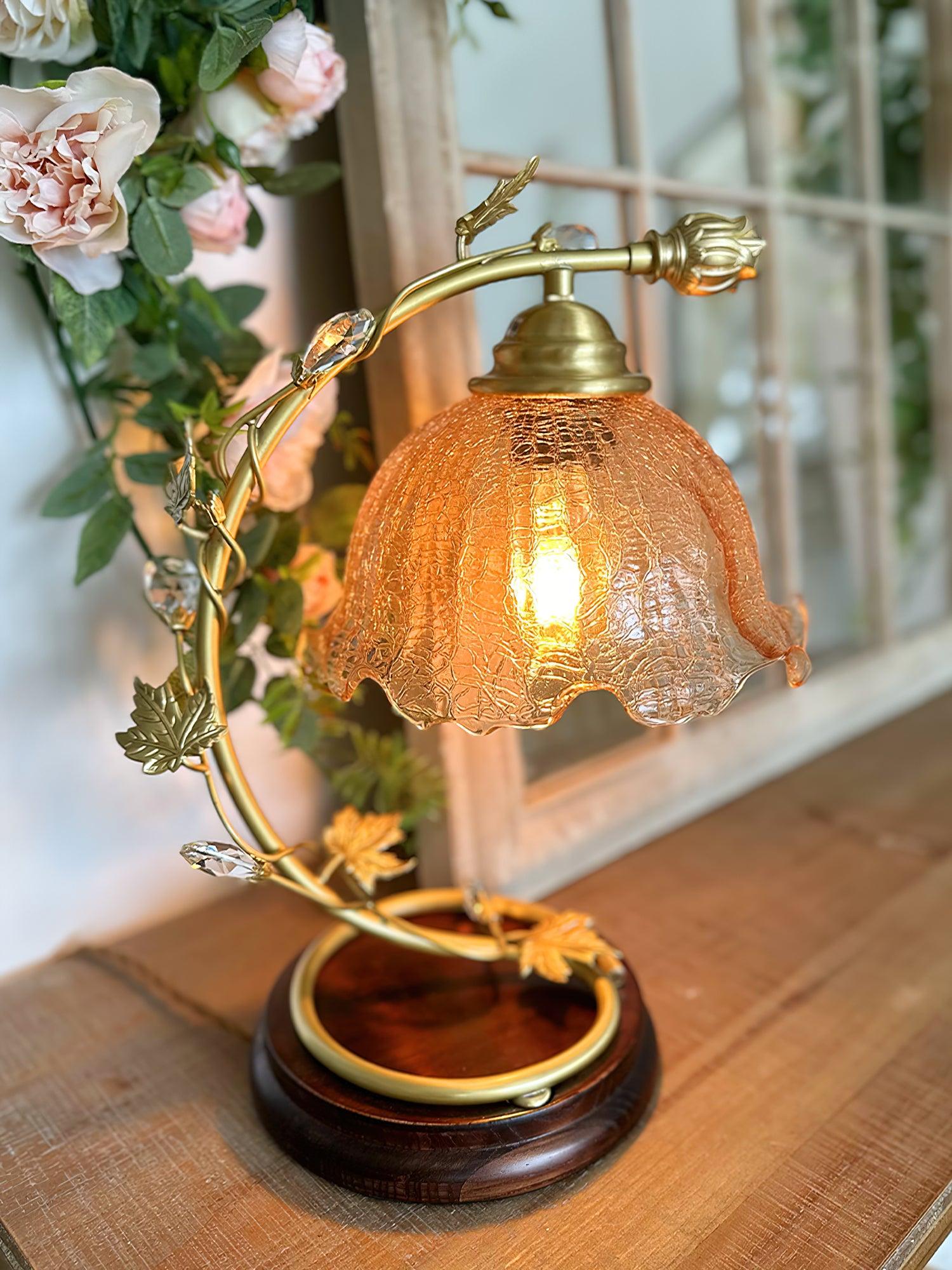 Flarce Brass Wood Table Lamp