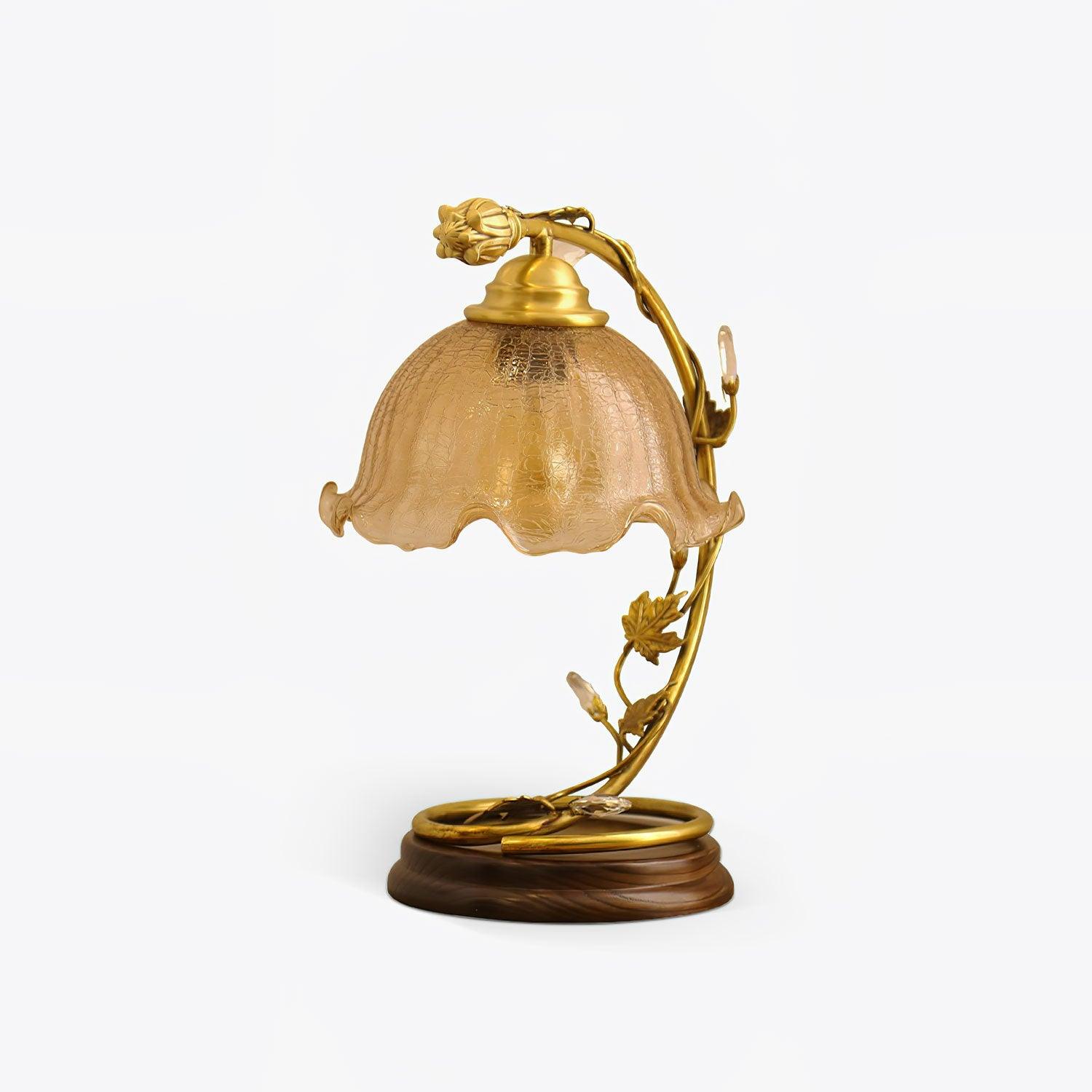 Flarce Brass Wood Table Lamp
