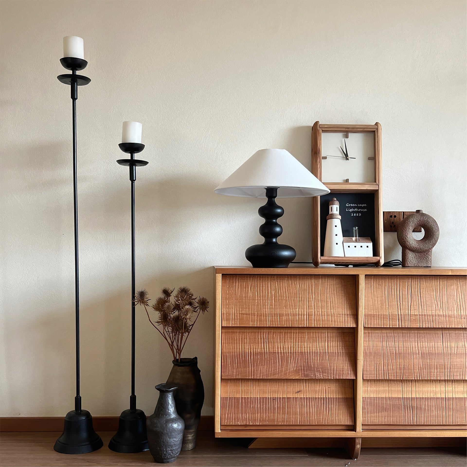 Vominex Wood Fabric Vintage Table Lamp