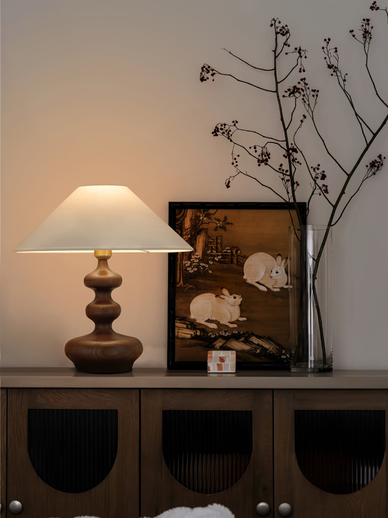 Vominex Wood Fabric Vintage Table Lamp