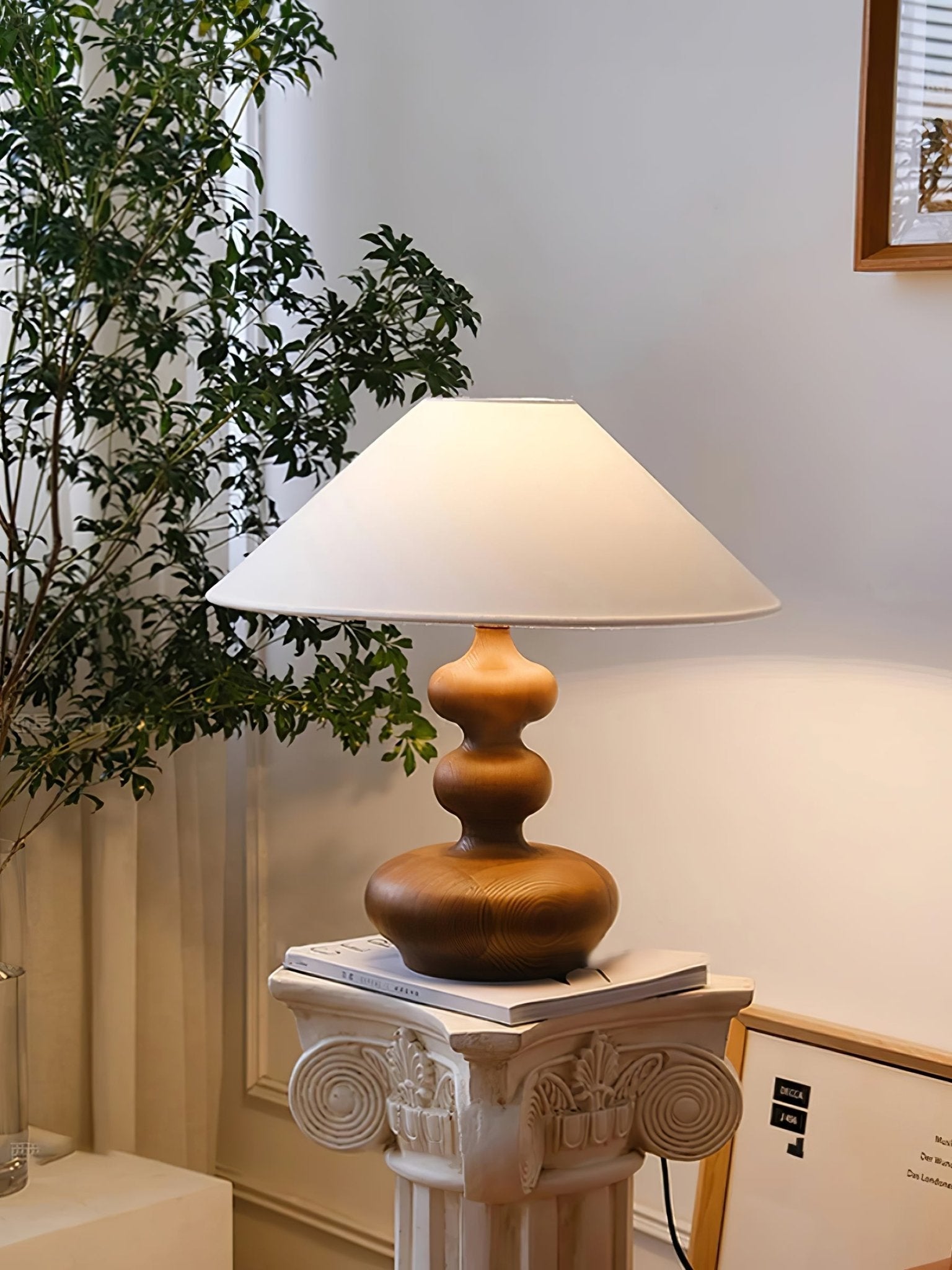 Vominex Wood Fabric Vintage Table Lamp