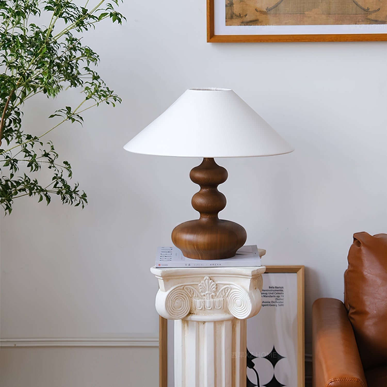 Vominex Wood Fabric Vintage Table Lamp