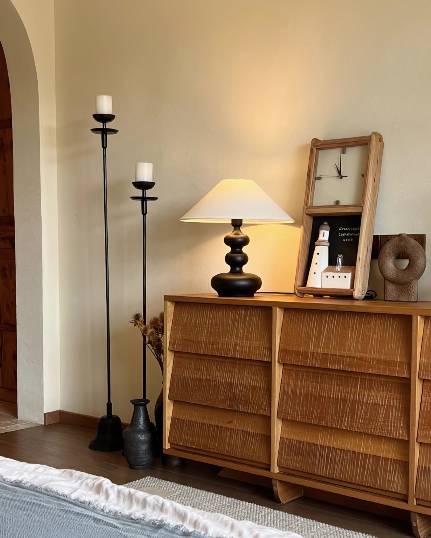 Vominex Wood Fabric Vintage Table Lamp