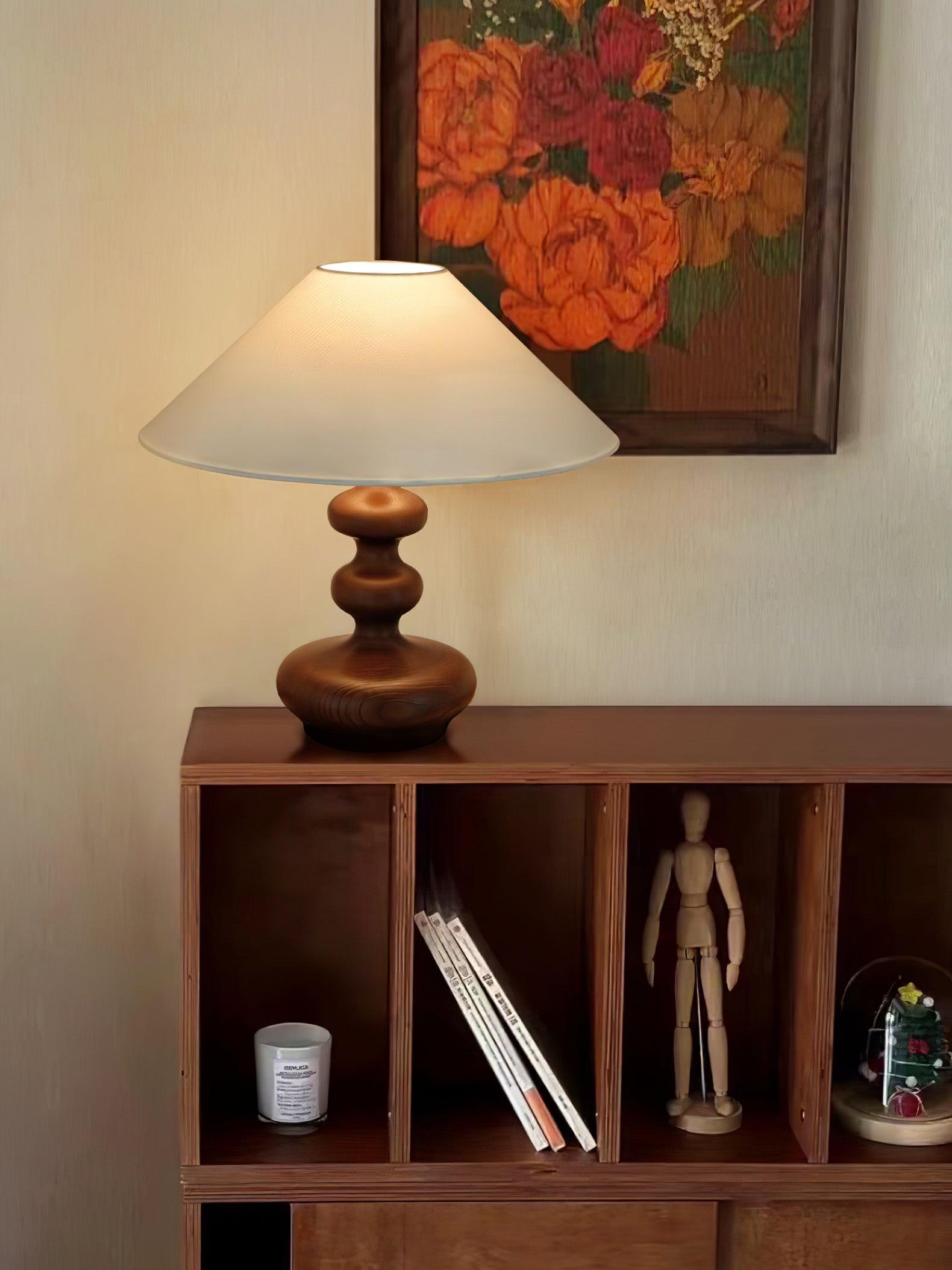 Vominex Wood Fabric Vintage Table Lamp