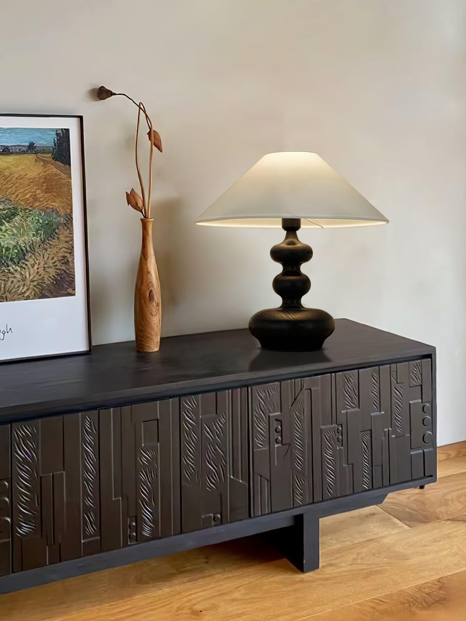 Vominex Wood Fabric Vintage Table Lamp