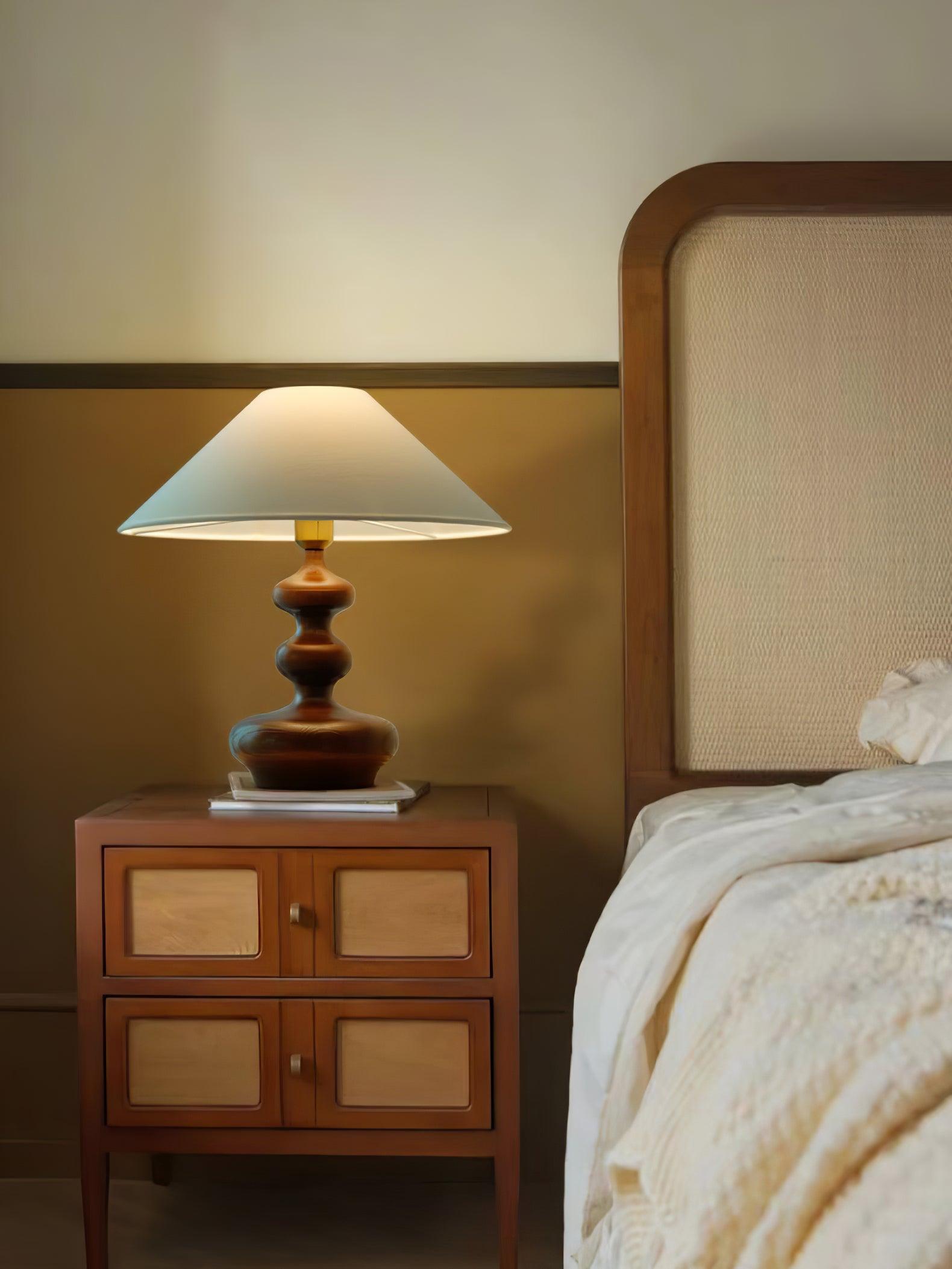 Vominex Wood Fabric Vintage Table Lamp