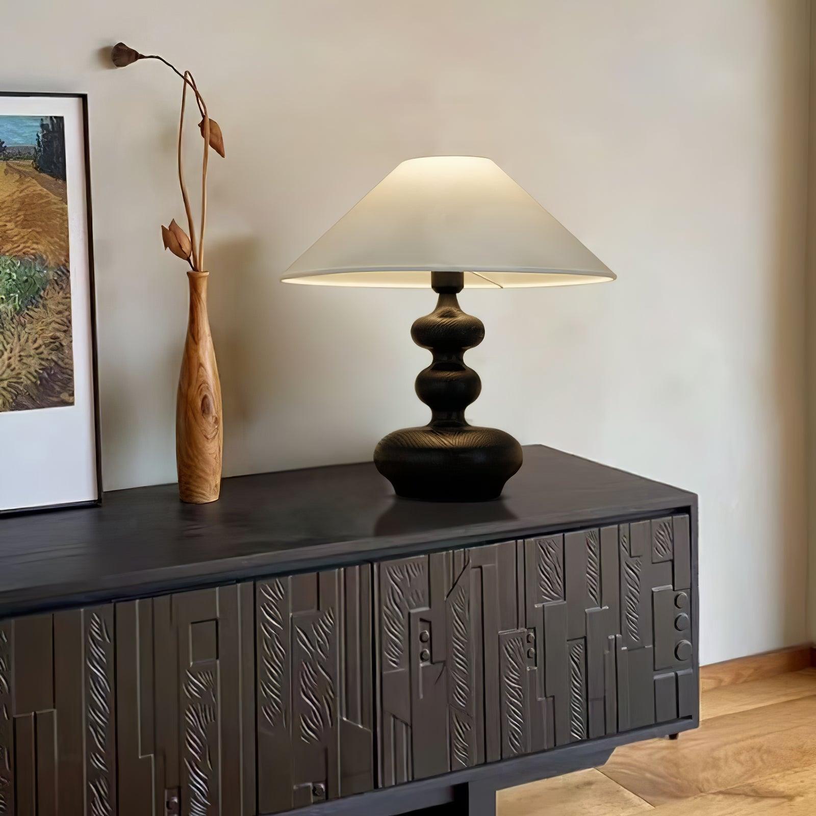 Vominex Wood Fabric Vintage Table Lamp