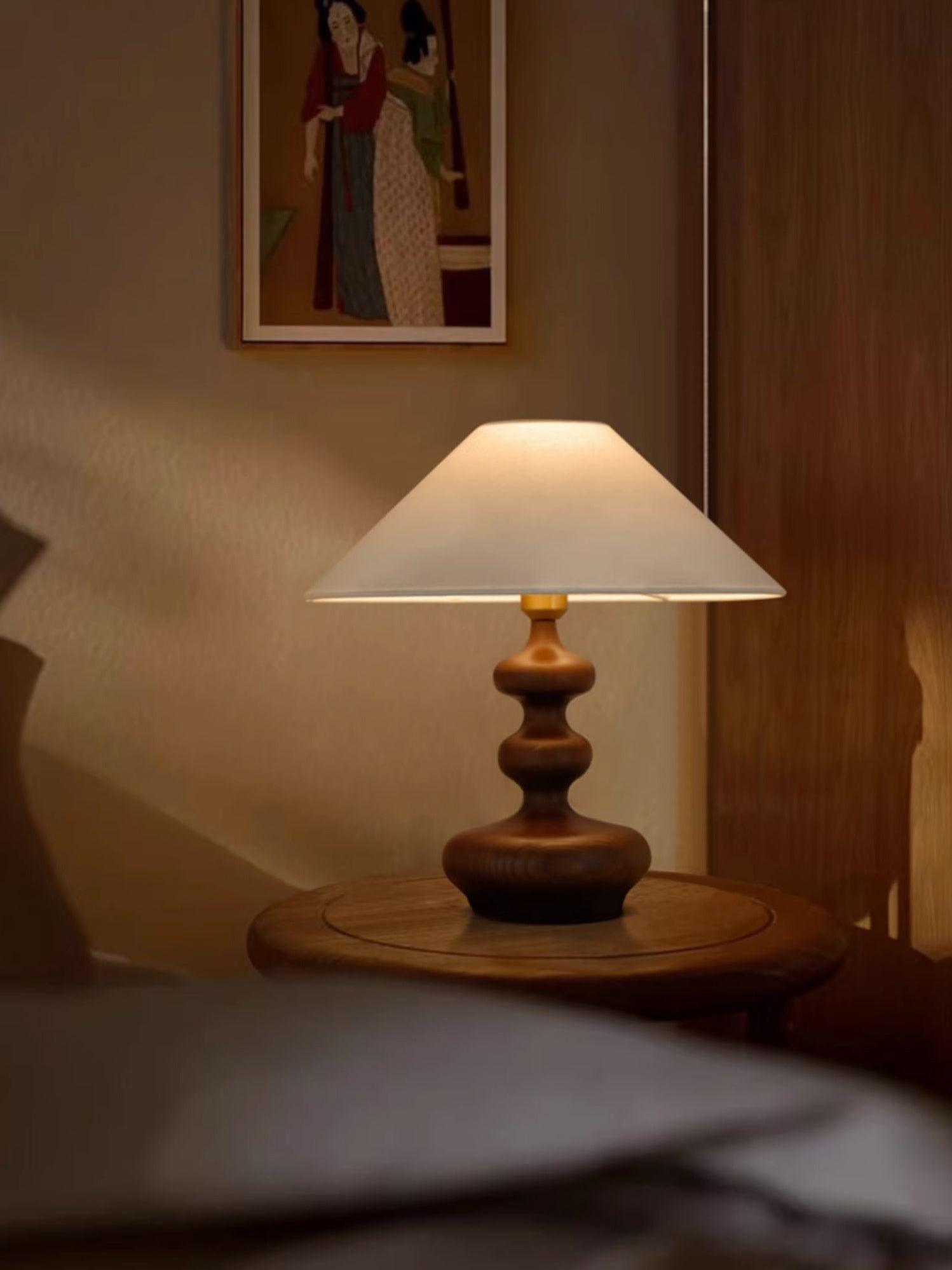 Vominex Wood Fabric Vintage Table Lamp