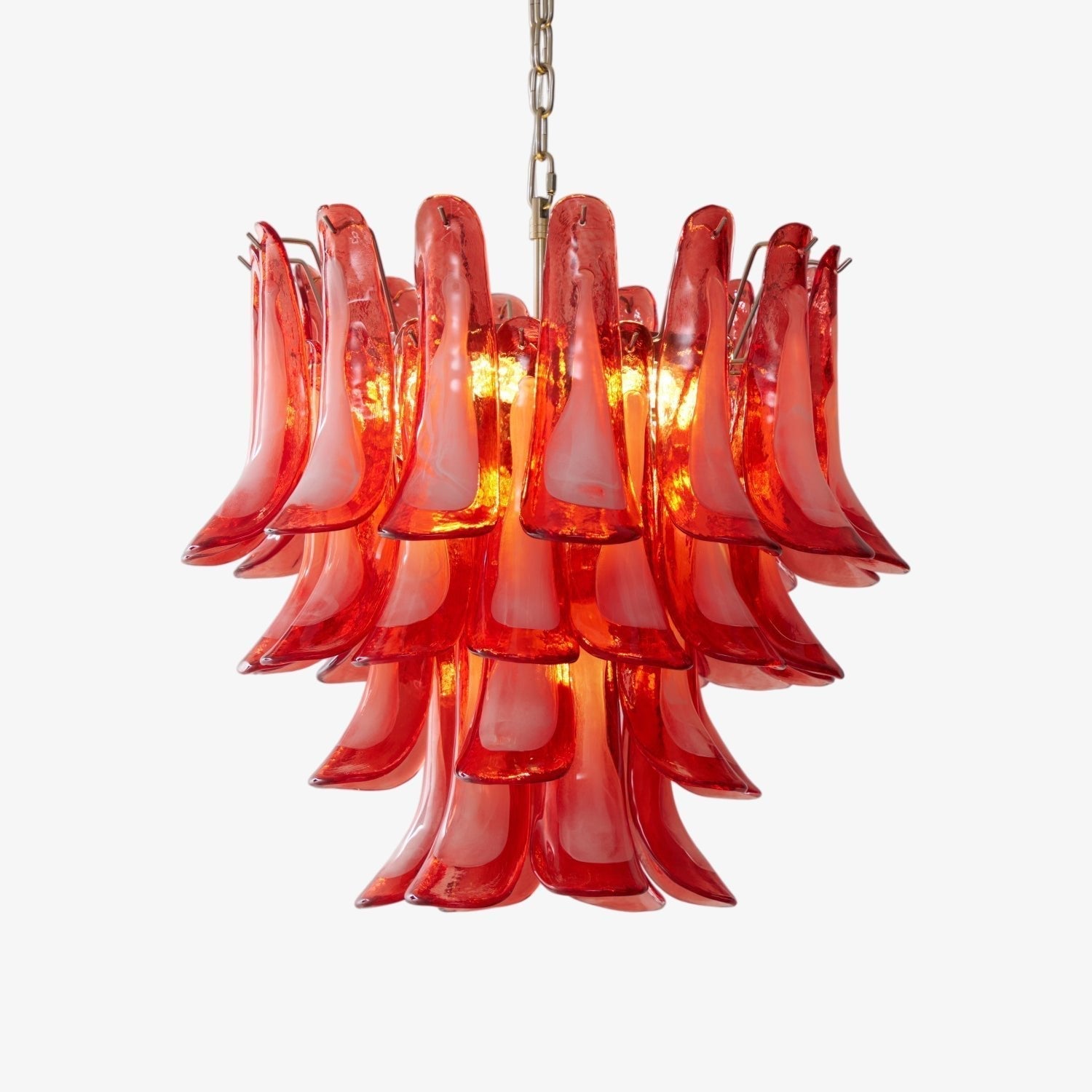 Celoelle Chandelier Crimson Murano Glass Petals Layered Vintage