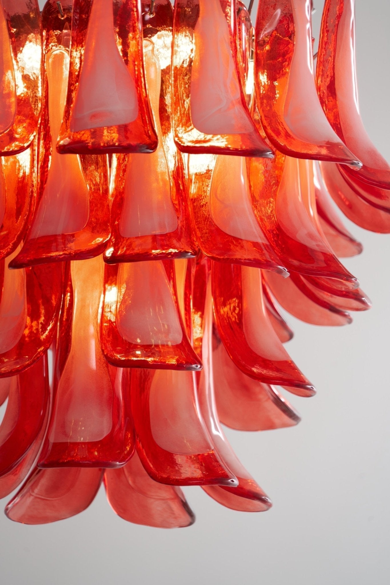Celoelle Chandelier Crimson Murano Glass Petals Layered Vintage