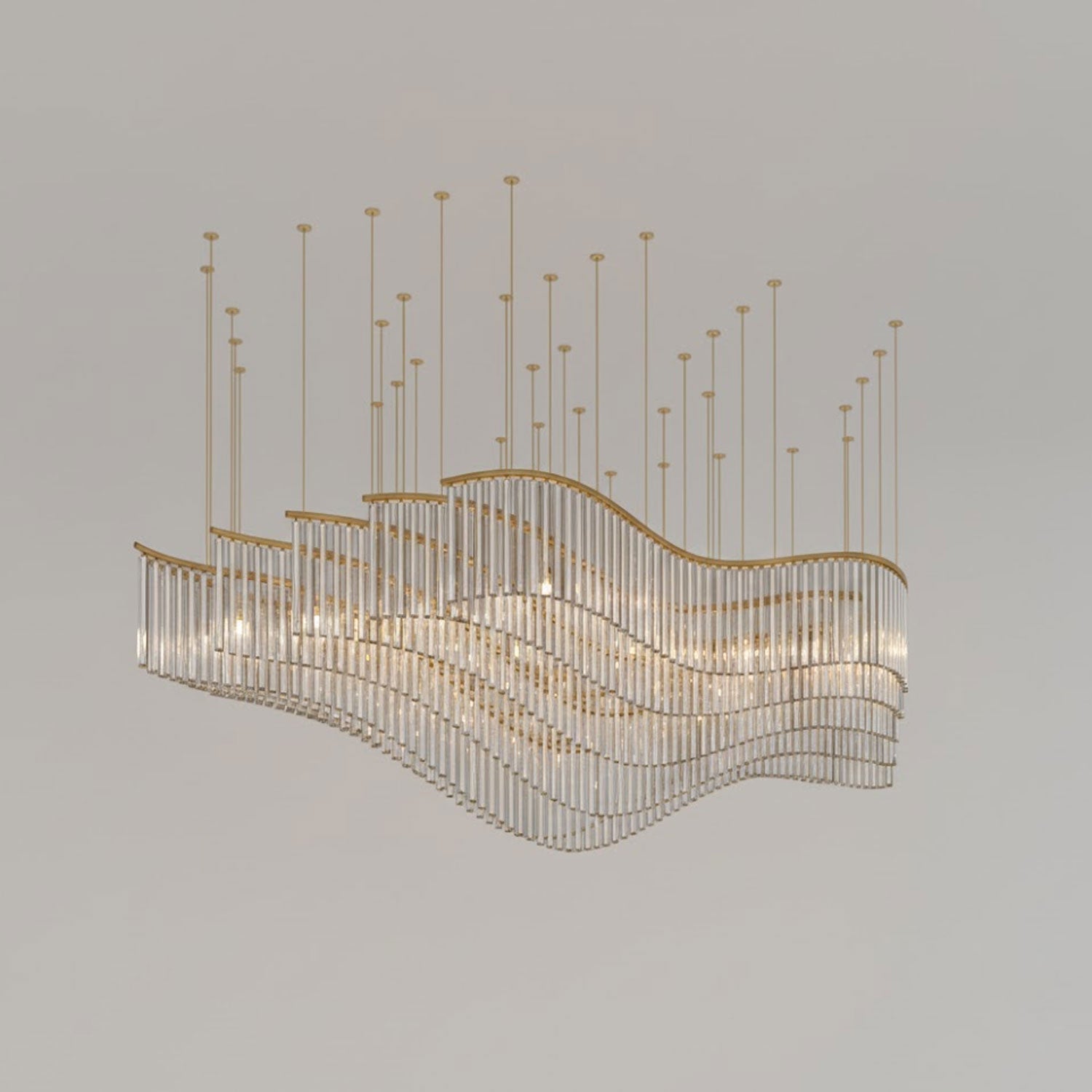 Rivella Shimmering Cascade Crystal Glass Chandelier