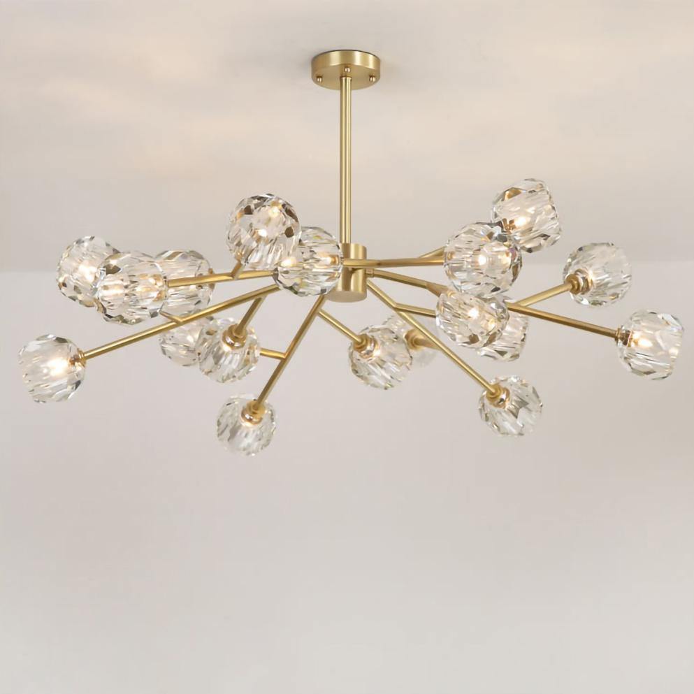 Thalyn Pendant Lamp Crystal Ball Brass Cluster