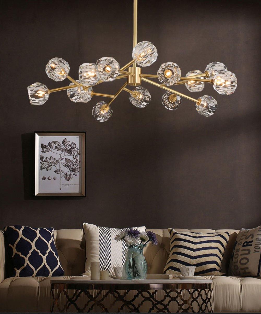 Thalyn Pendant Lamp Crystal Ball Brass Cluster