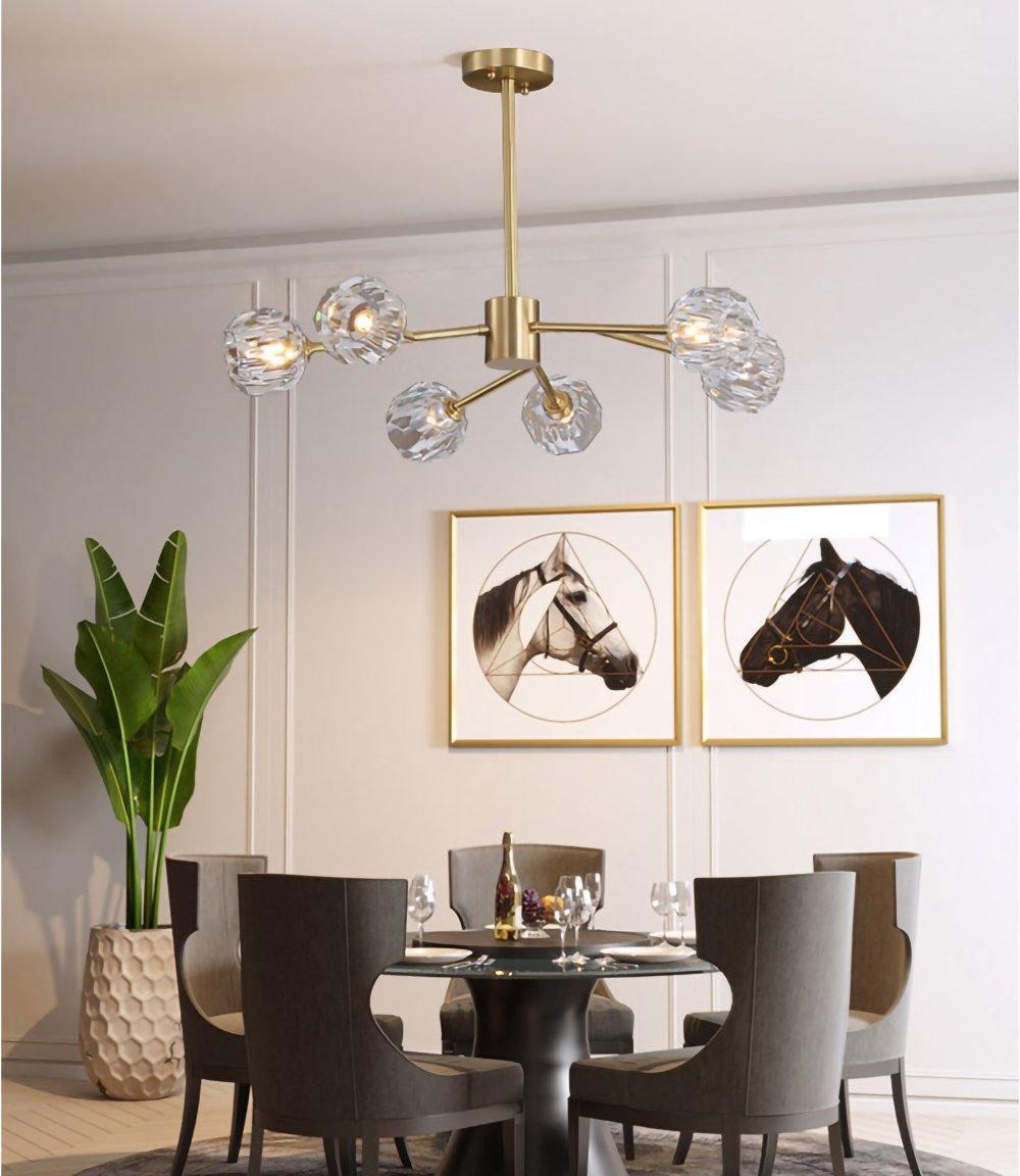 Thalyn Pendant Lamp Crystal Ball Brass Cluster