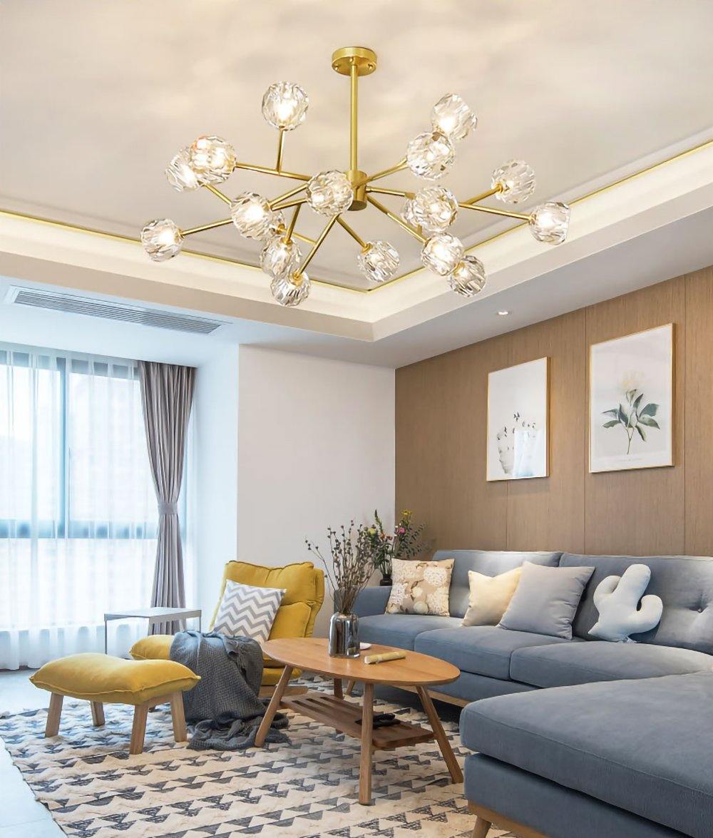 Thalyn Pendant Lamp Crystal Ball Brass Cluster