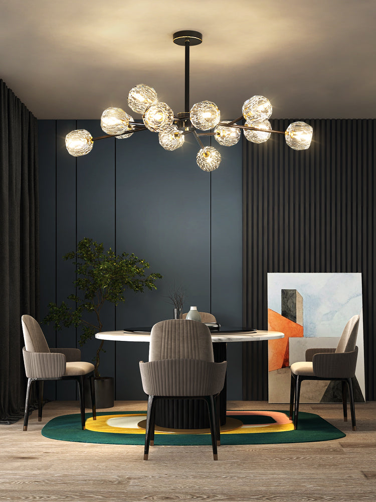 Thalyn Pendant Lamp Crystal Ball Brass Cluster