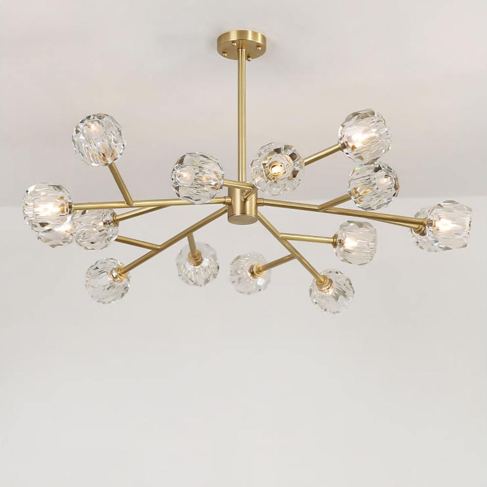 Thalyn Pendant Lamp Crystal Ball Brass Cluster