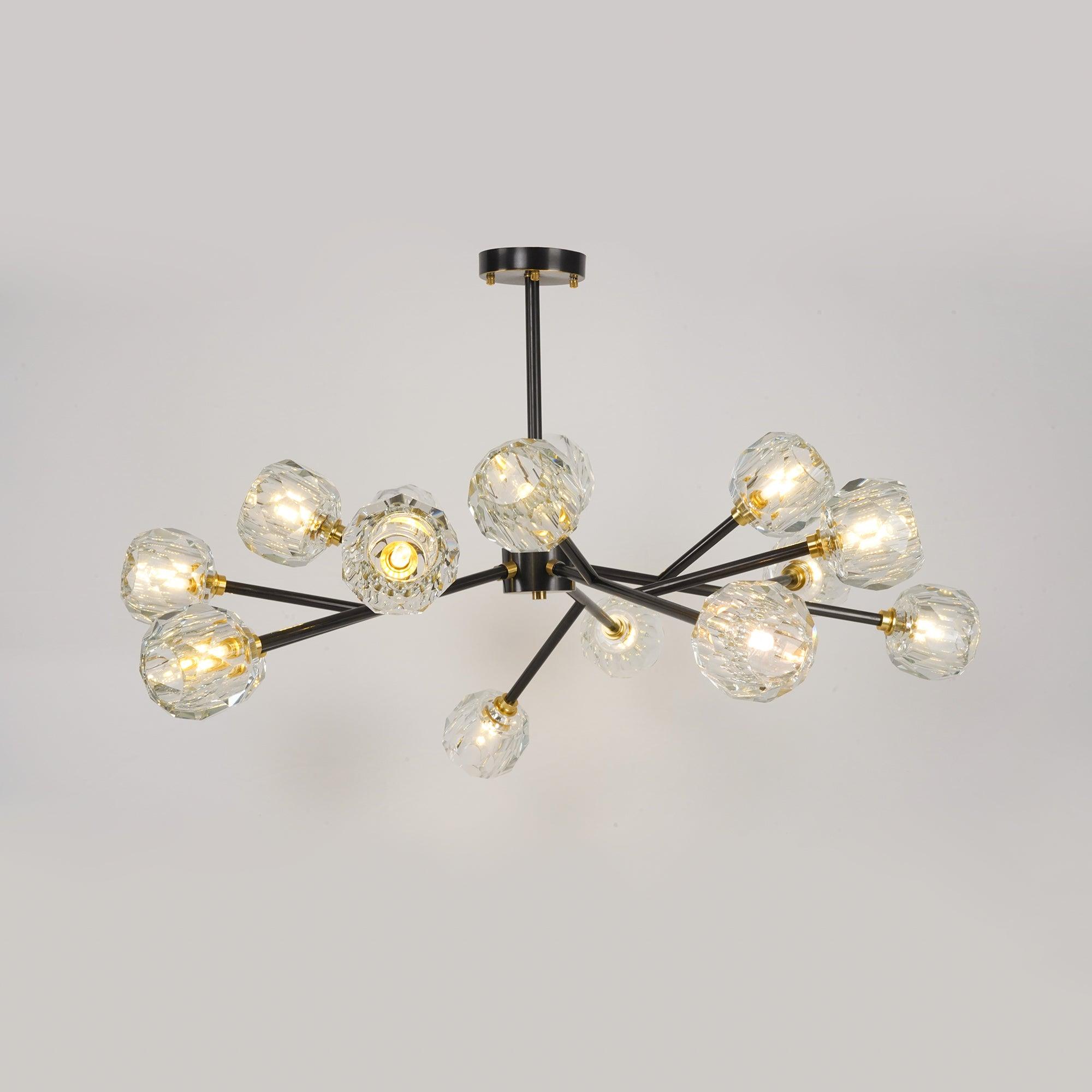 Thalyn Pendant Lamp Crystal Ball Brass Cluster