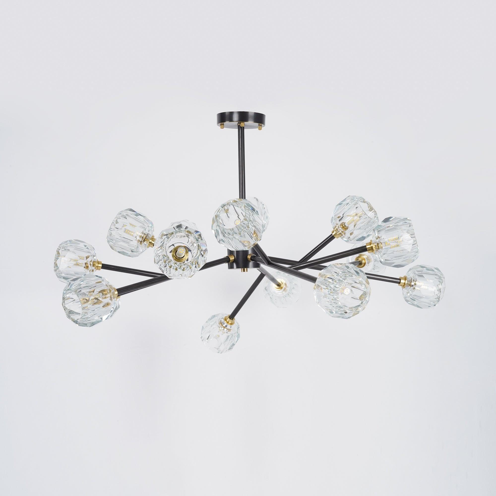 Thalyn Pendant Lamp Crystal Ball Brass Cluster