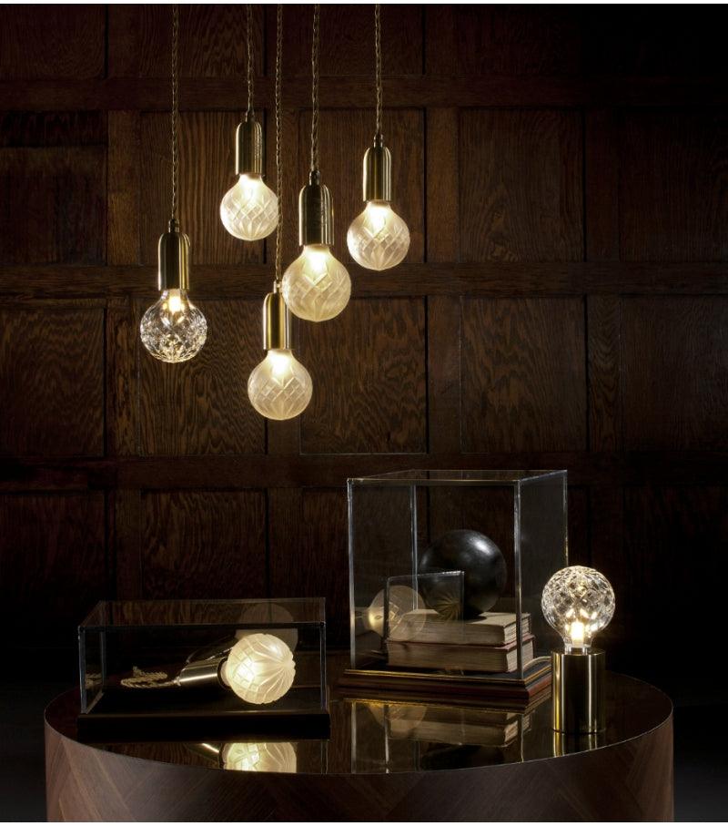 Lyrician Brass Glass Industrial Table Lamp