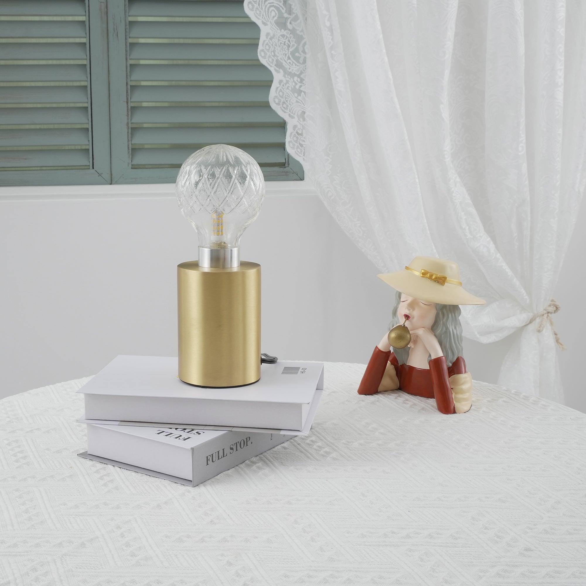 Lyrician Brass Glass Industrial Table Lamp