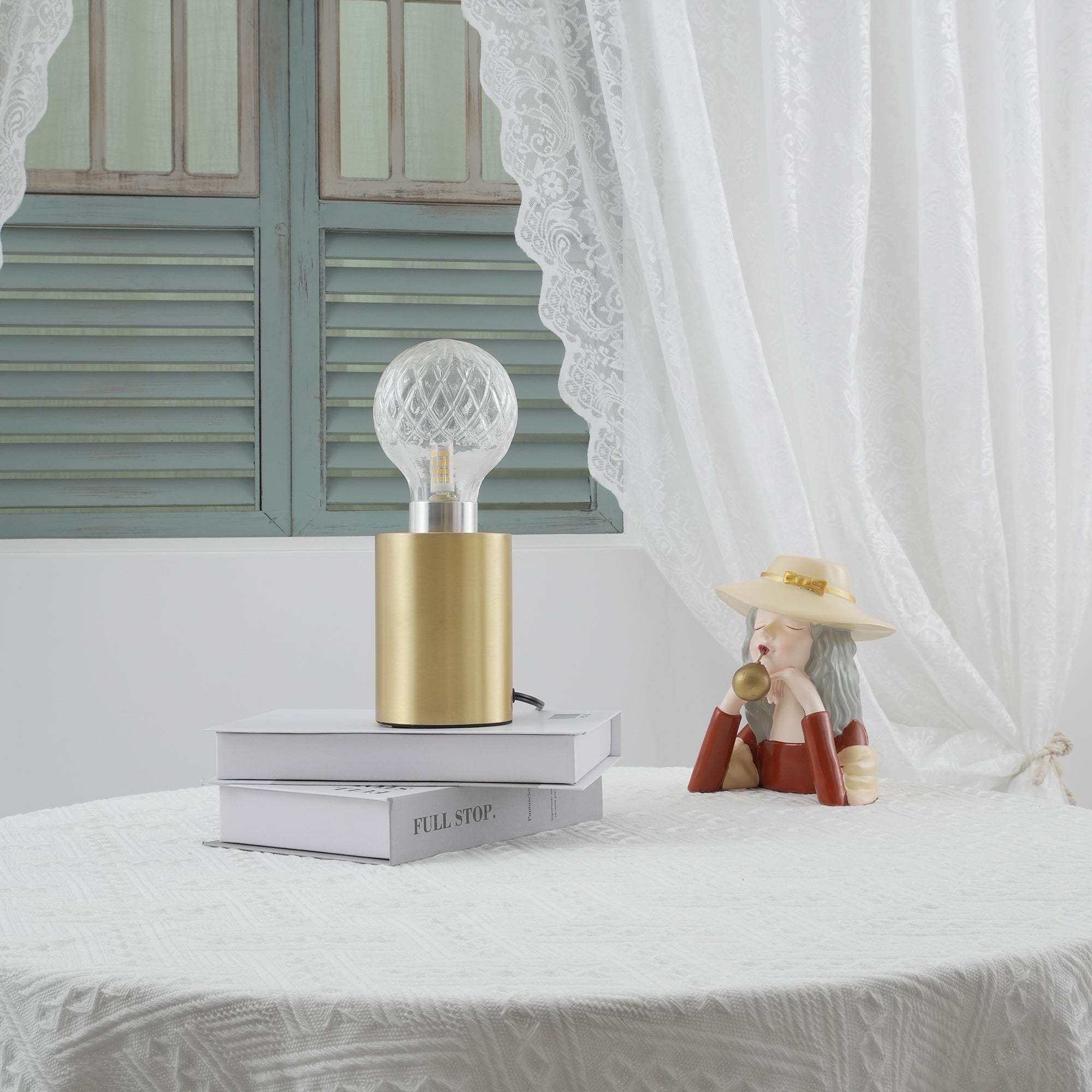 Lyrician Brass Glass Industrial Table Lamp