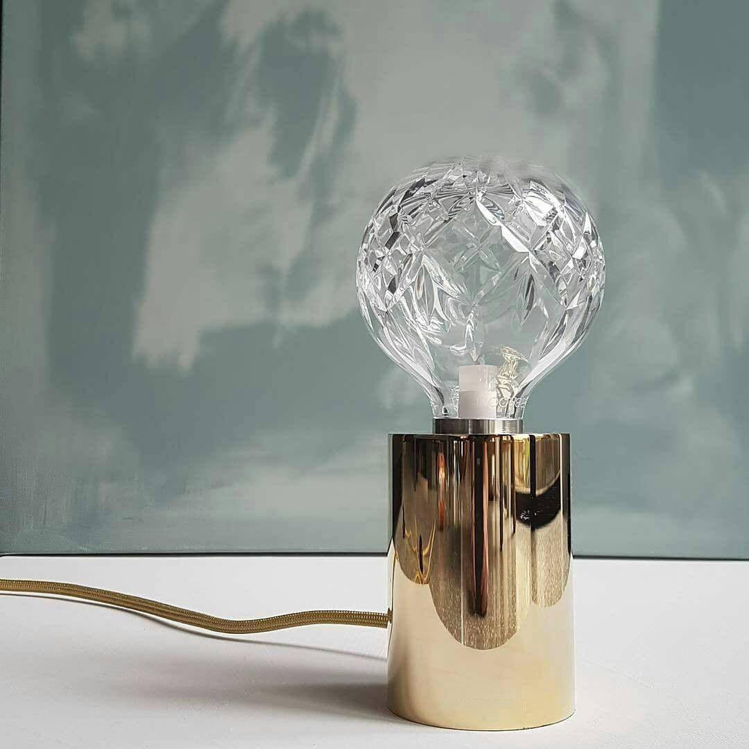 Lyrician Brass Glass Industrial Table Lamp