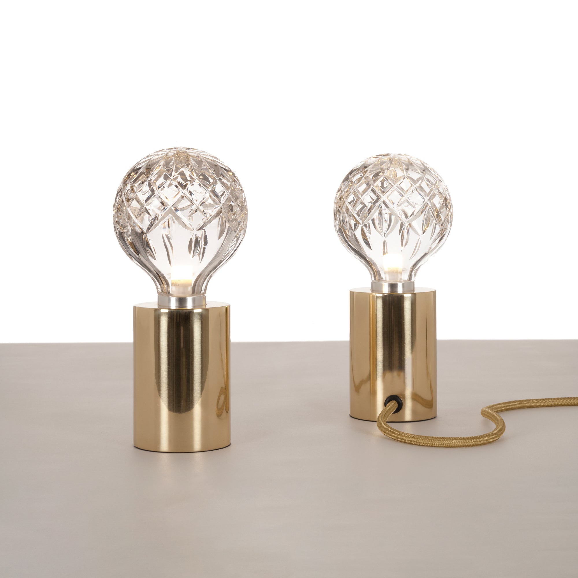 Lyrician Brass Glass Industrial Table Lamp