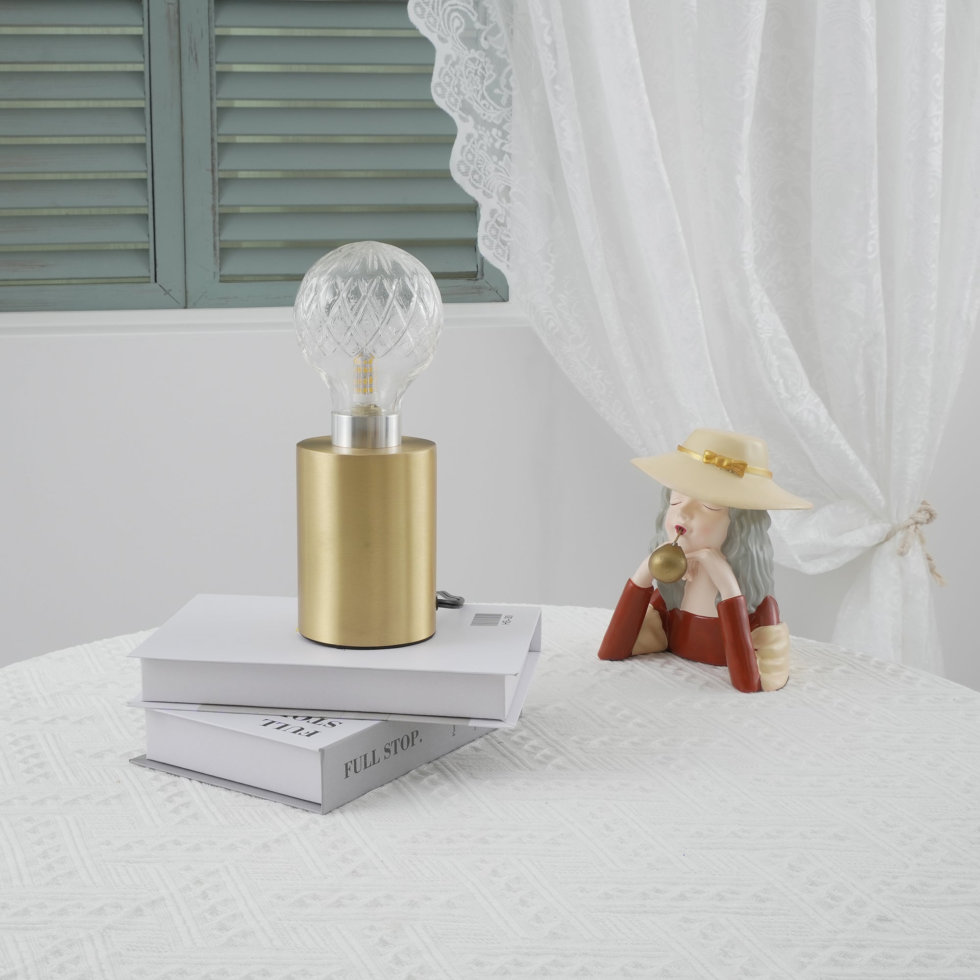 Lyrician Brass Glass Industrial Table Lamp