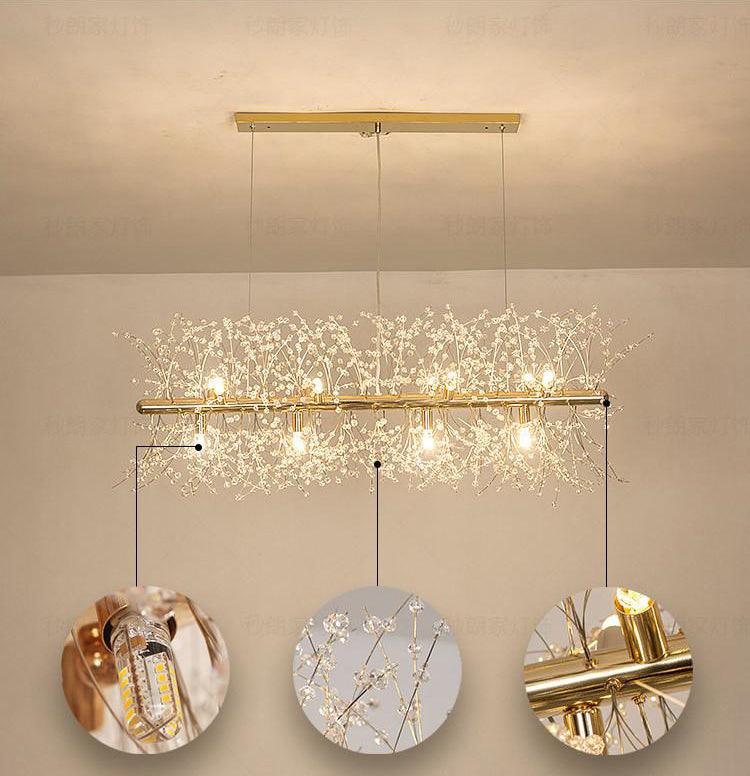 Cir Chandelier Brass Linear Crystal Branch