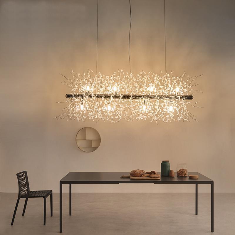 Cir Chandelier Brass Linear Crystal Branch