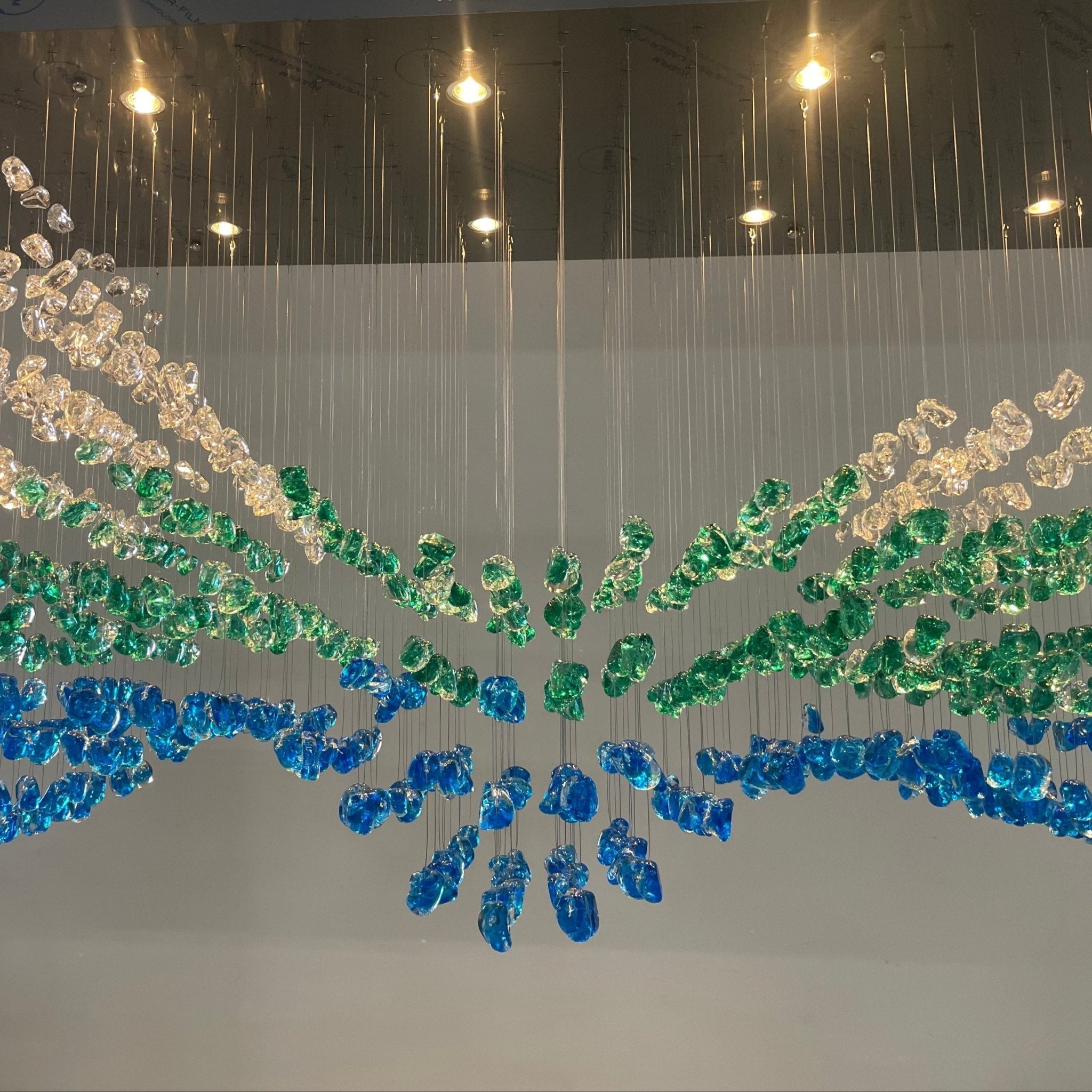 Polychrome Mineral Quartz Cascade Chandelier