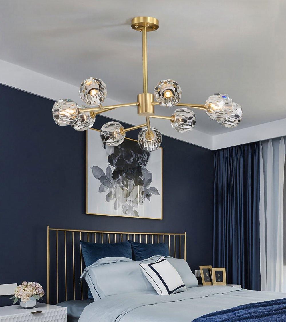 Thalyn Pendant Lamp Crystal Ball Brass Cluster