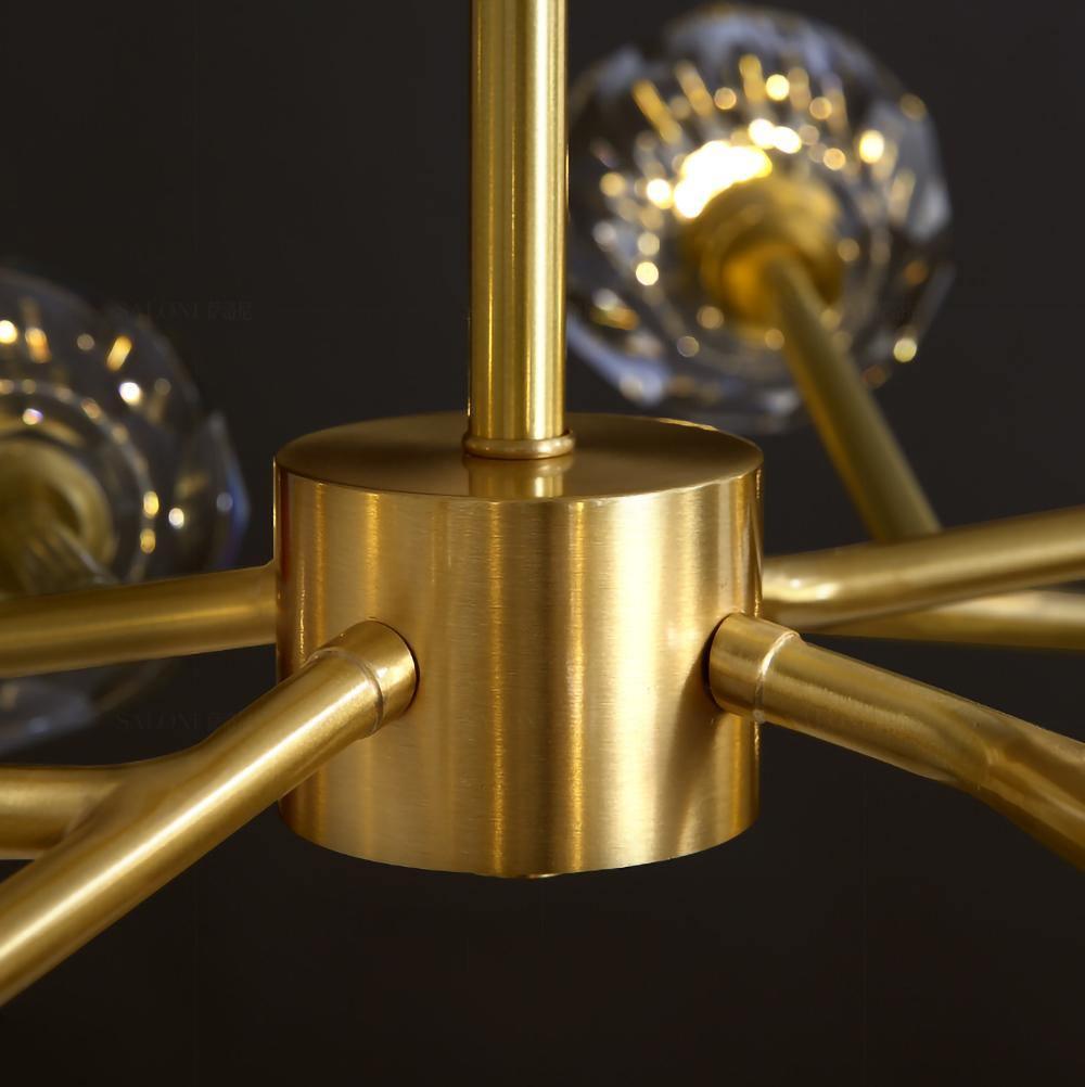 Thalyn Pendant Lamp Crystal Ball Brass Cluster