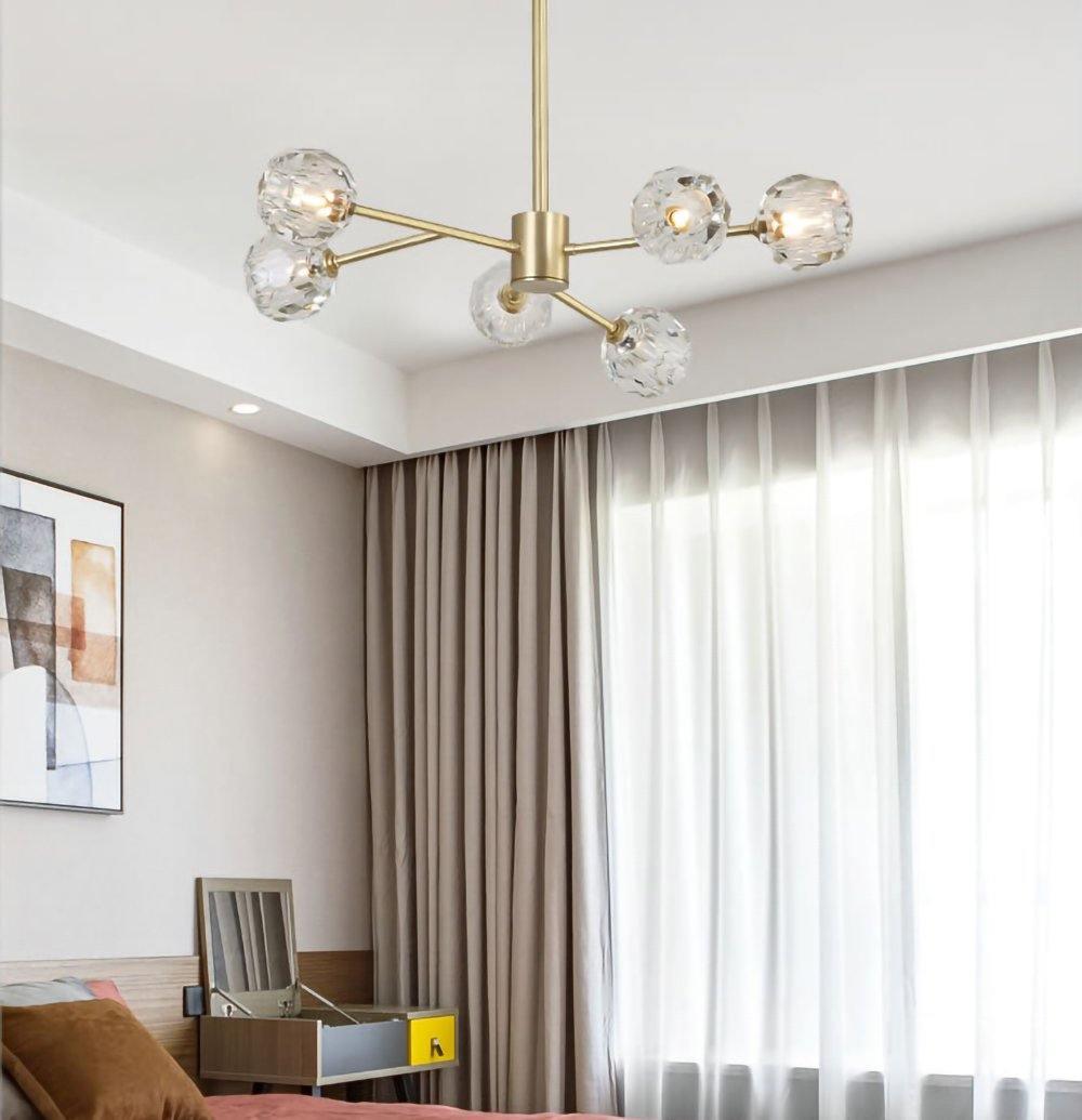 Thalyn Pendant Lamp Crystal Ball Brass Cluster