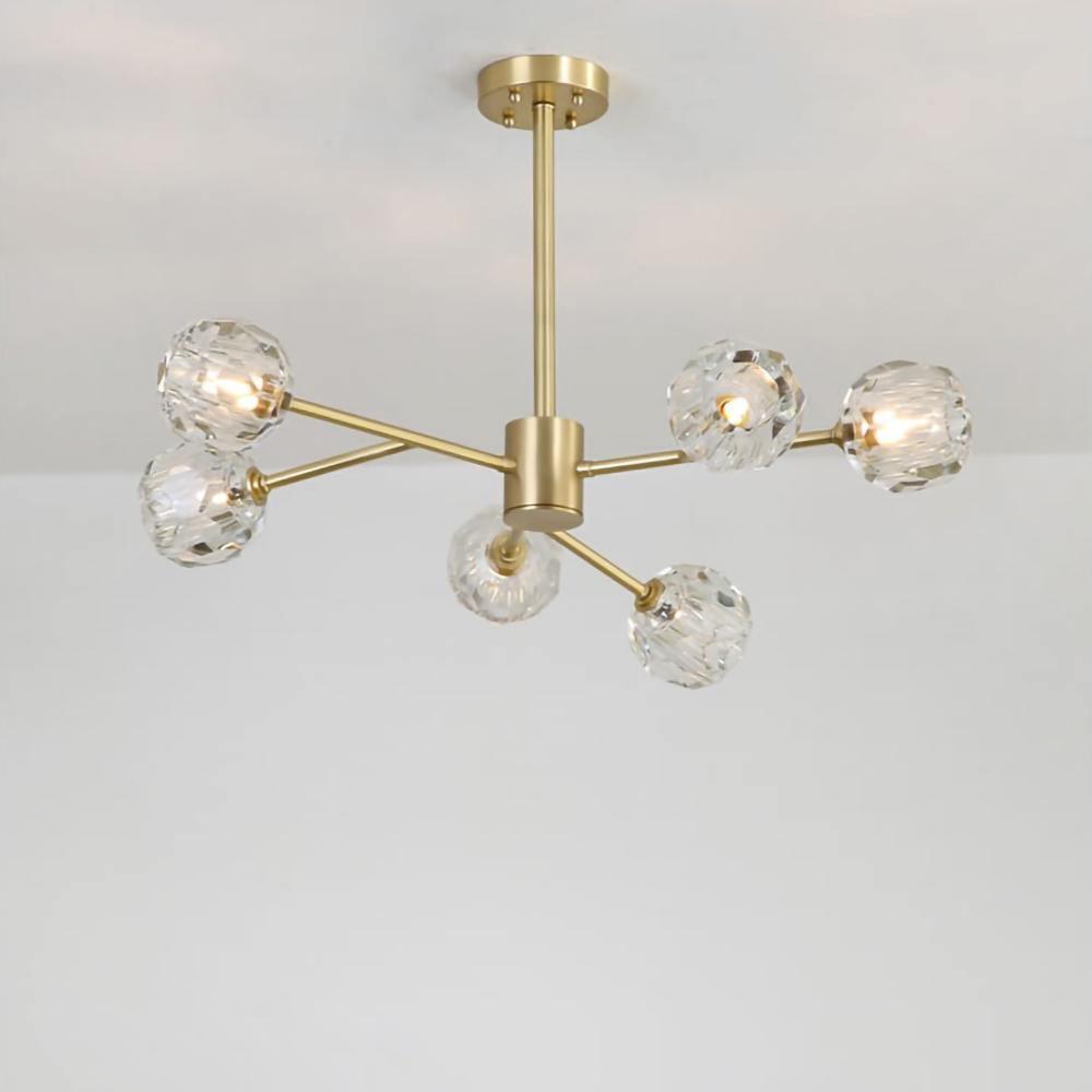 Thalyn Pendant Lamp Crystal Ball Brass Cluster