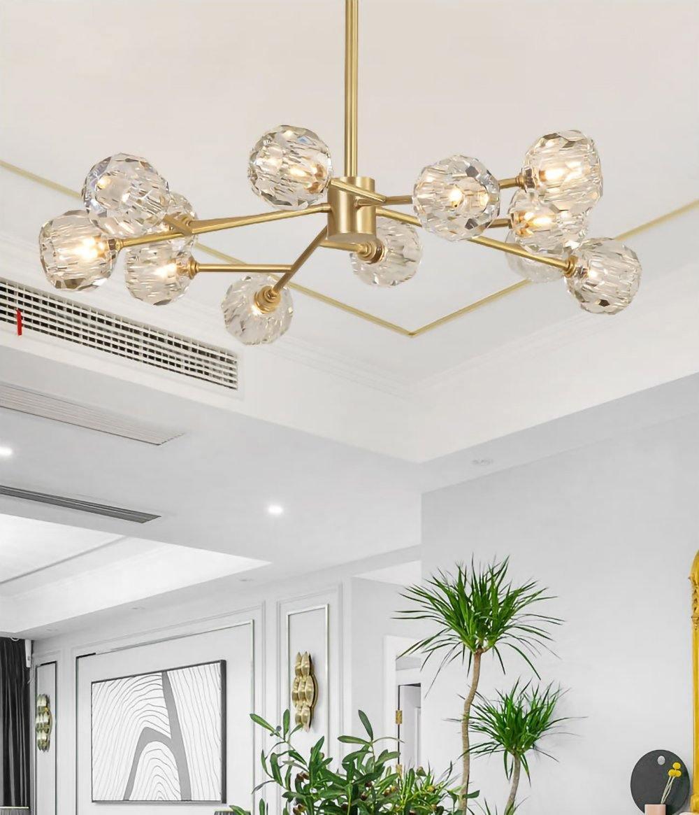 Thalyn Pendant Lamp Crystal Ball Brass Cluster