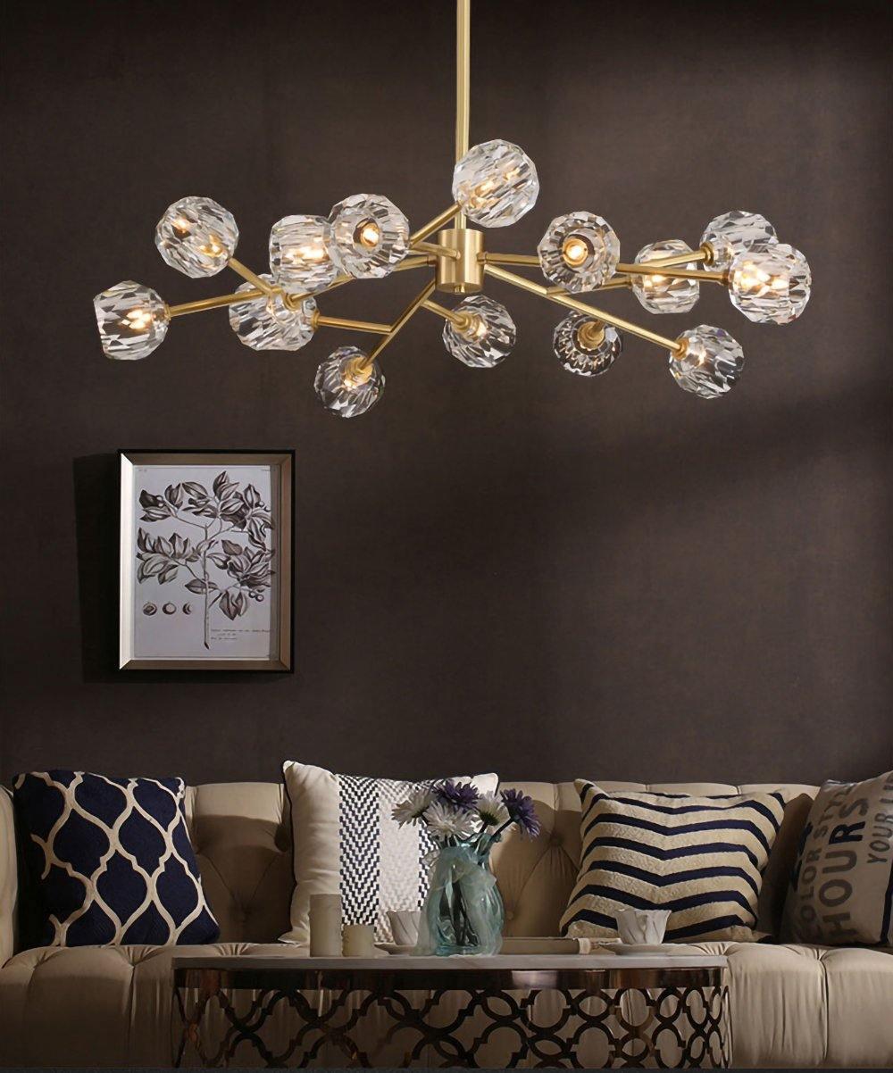Thalyn Pendant Lamp Crystal Ball Brass Cluster