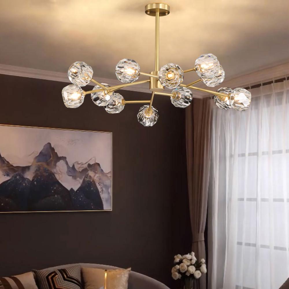 Thalyn Pendant Lamp Crystal Ball Brass Cluster