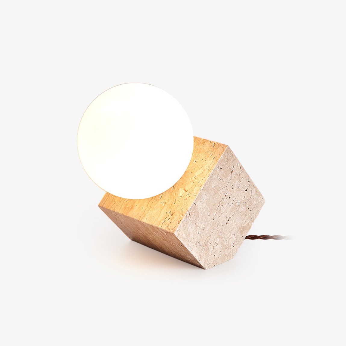 Rolt Geometric Travertine Table Lamp