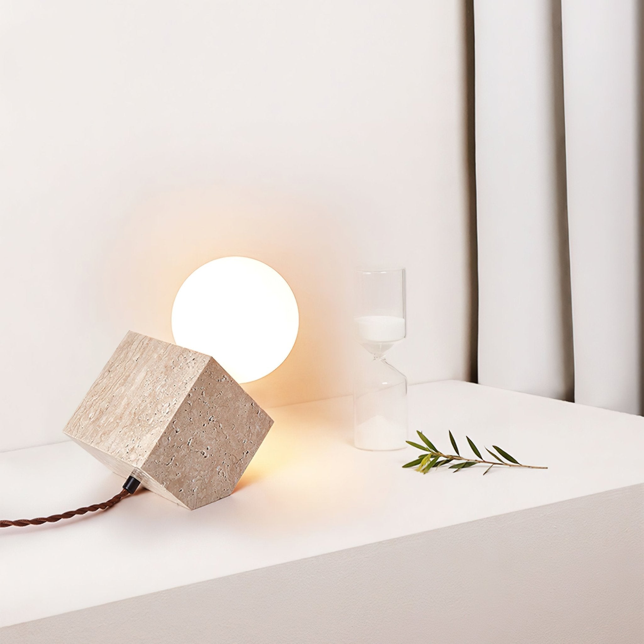 Rolt Geometric Travertine Table Lamp