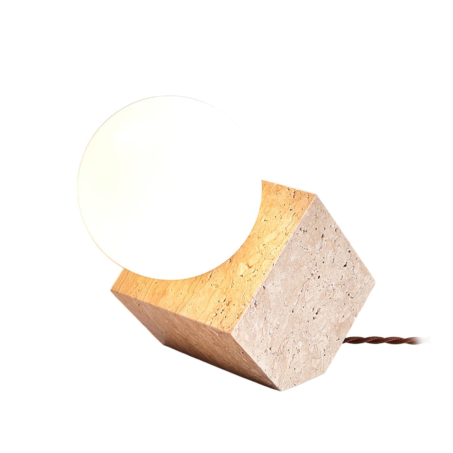 Rolt Geometric Travertine Table Lamp