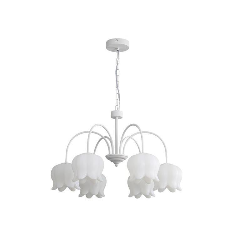 Veleissa Chandelier Bell Shade Curved Arm White Floral Elegant
