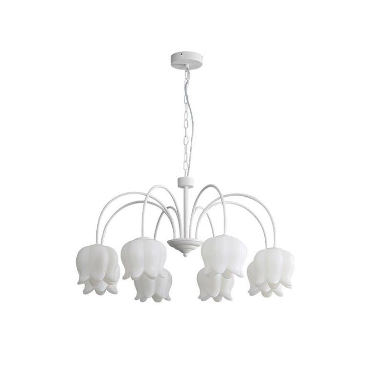 Veleissa Chandelier Bell Shade Curved Arm White Floral Elegant