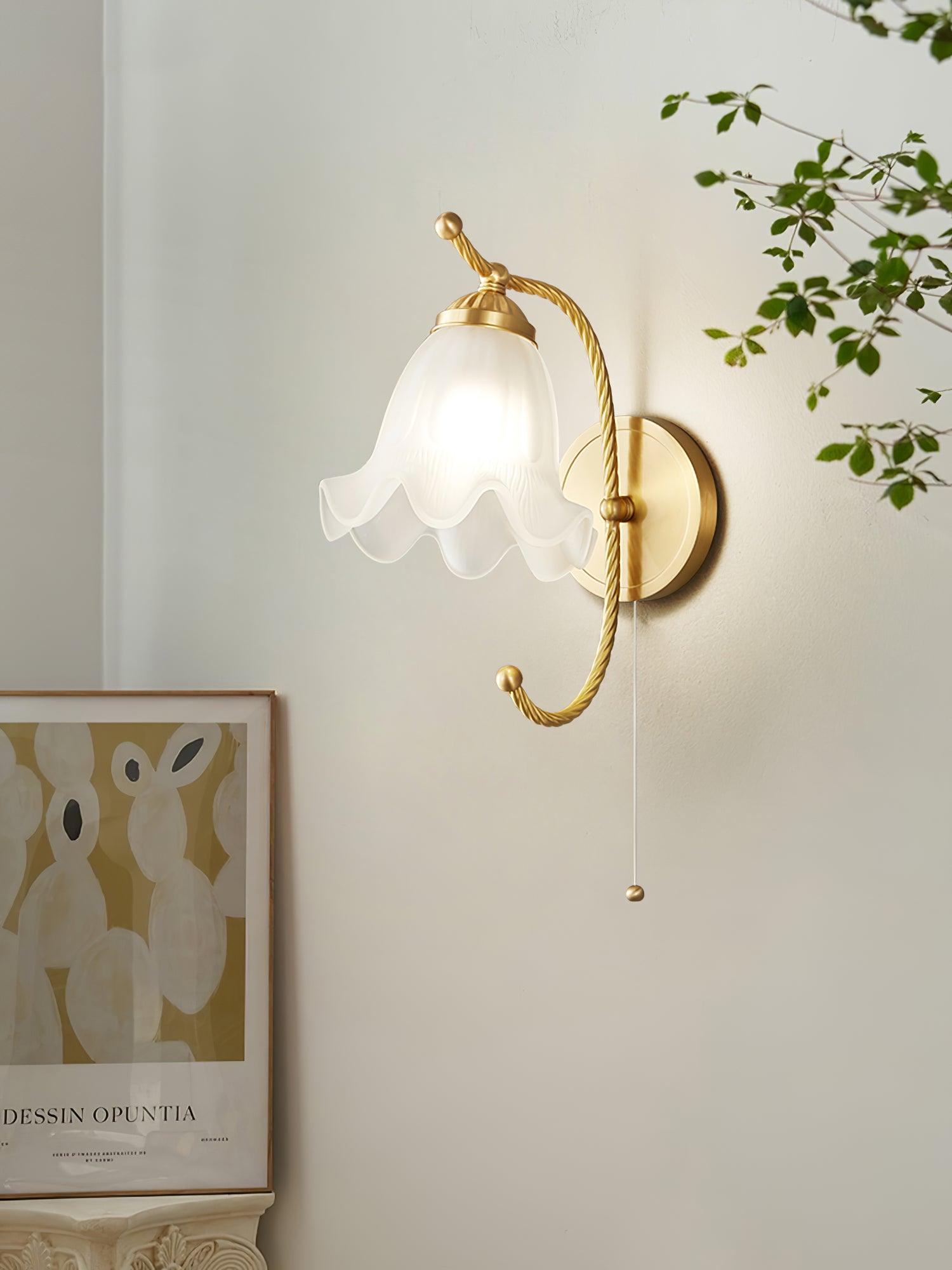 Celisenne Wall Sconce Brass Gooseneck Glass