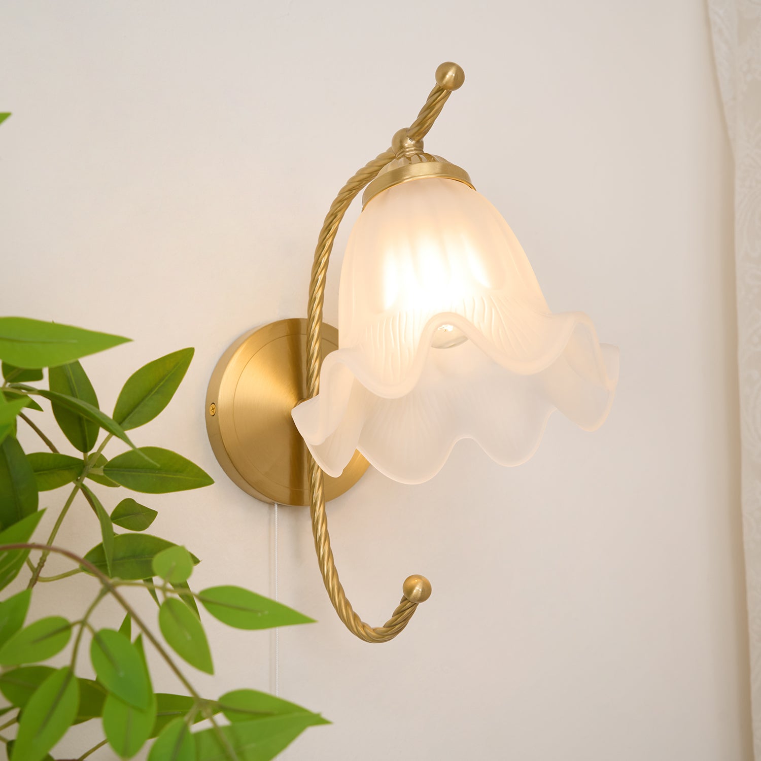 Celisenne Wall Sconce Brass Gooseneck Glass