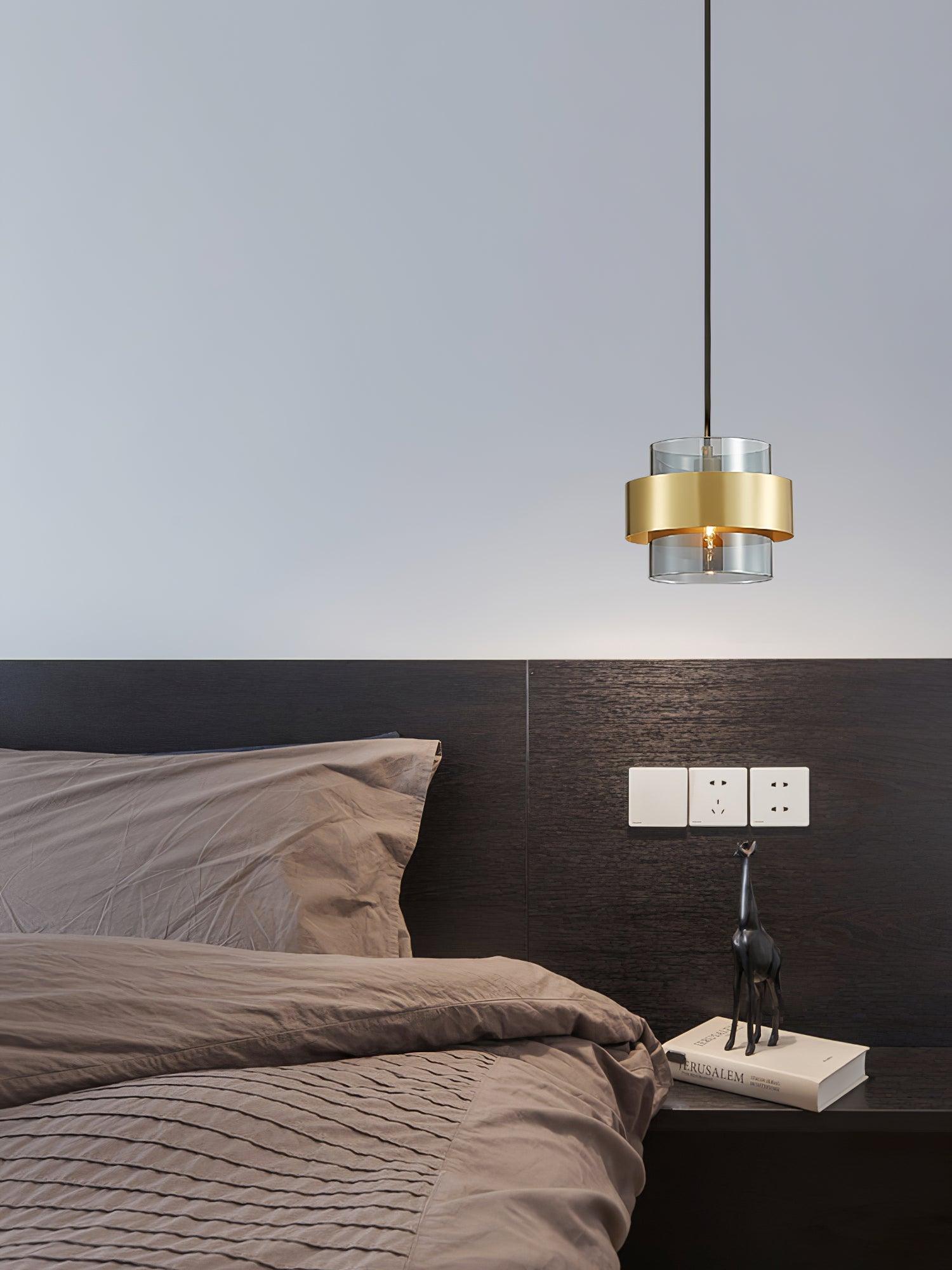 Celariella Pendant Lamp Brass Cylinder Glass Contemporary