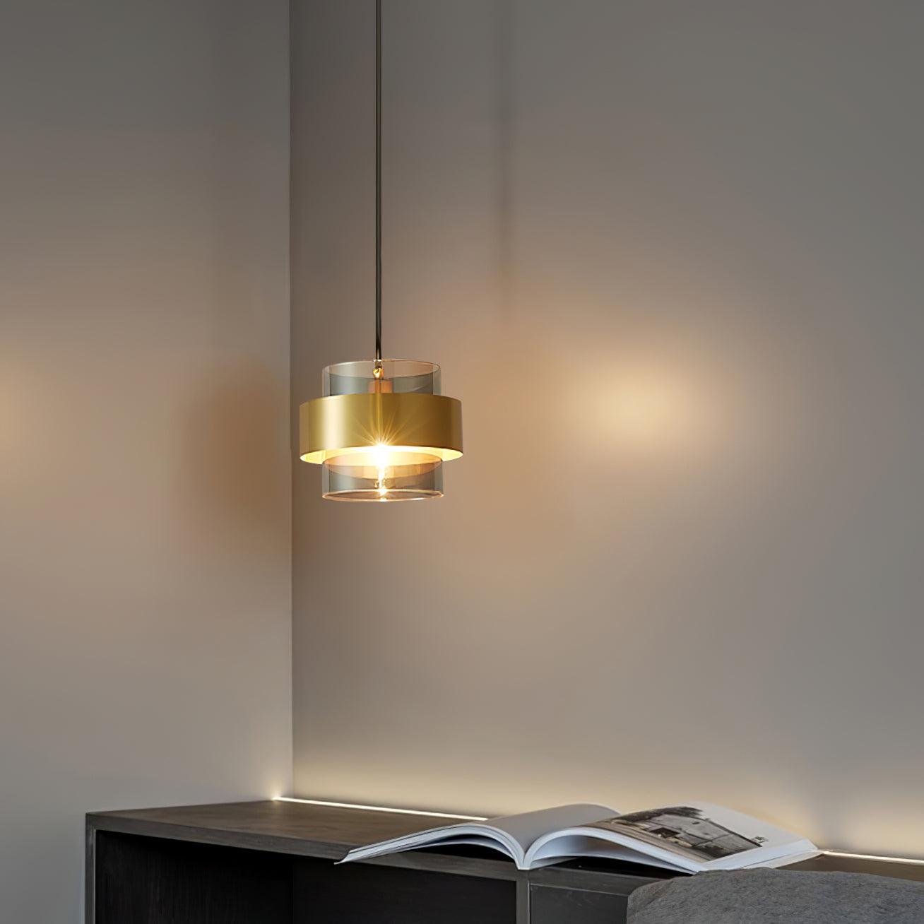 Celariella Pendant Lamp Brass Cylinder Glass Contemporary