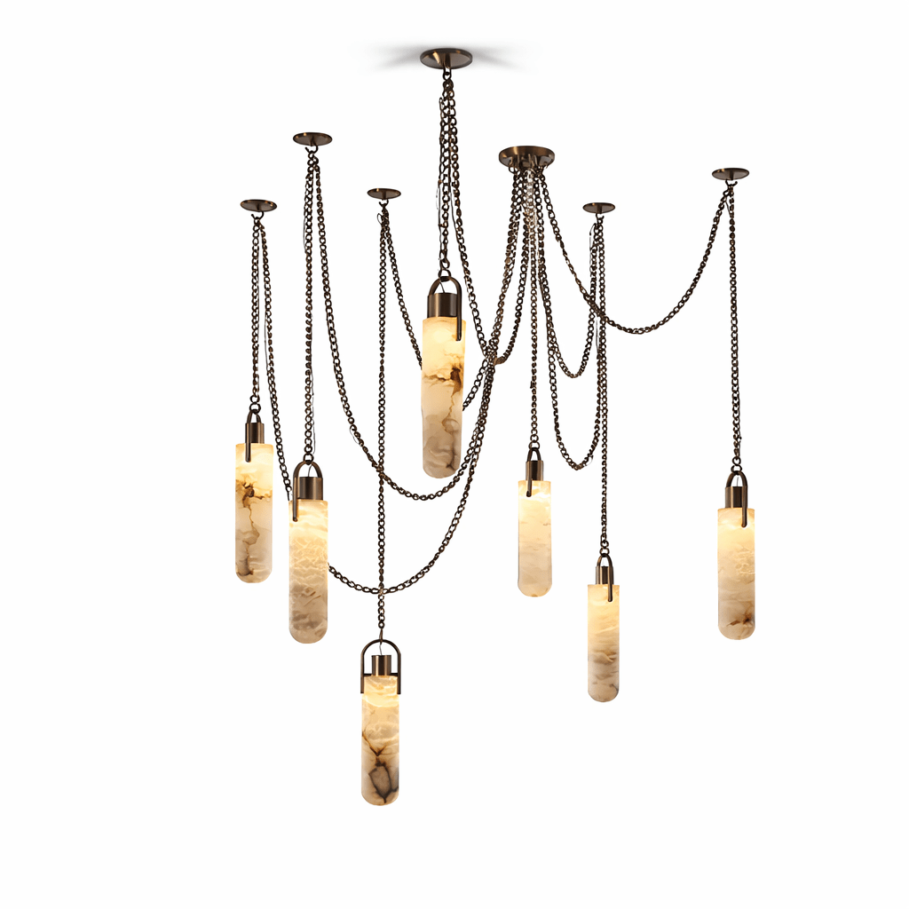 Alabaster Cylinder Cluster Chandelier
