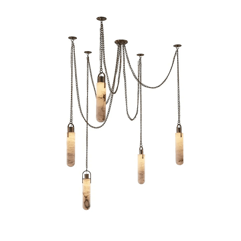 Alabaster Cylinder Cluster Chandelier